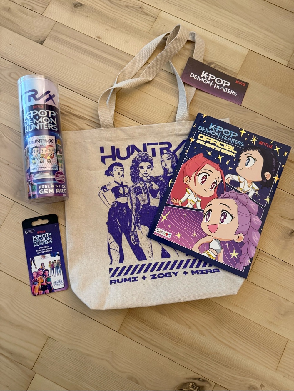 Netflix K-Pop Demon Hunters Tote Bag & Accessories Set in Purple and Cream